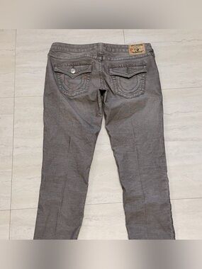 vintage True Religion Women's Gray Straight-Leg Jeans